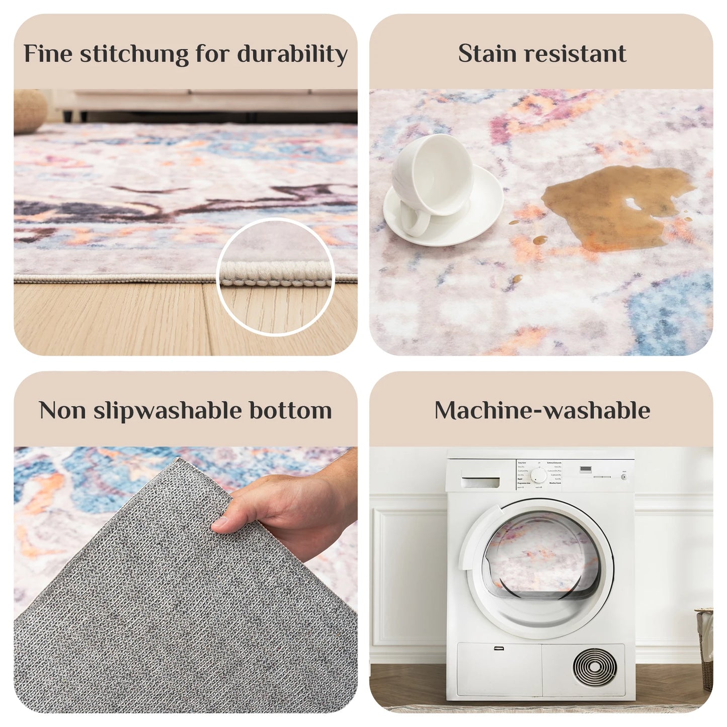 Orhopui Elegance – Purple Washable Vintage Rug