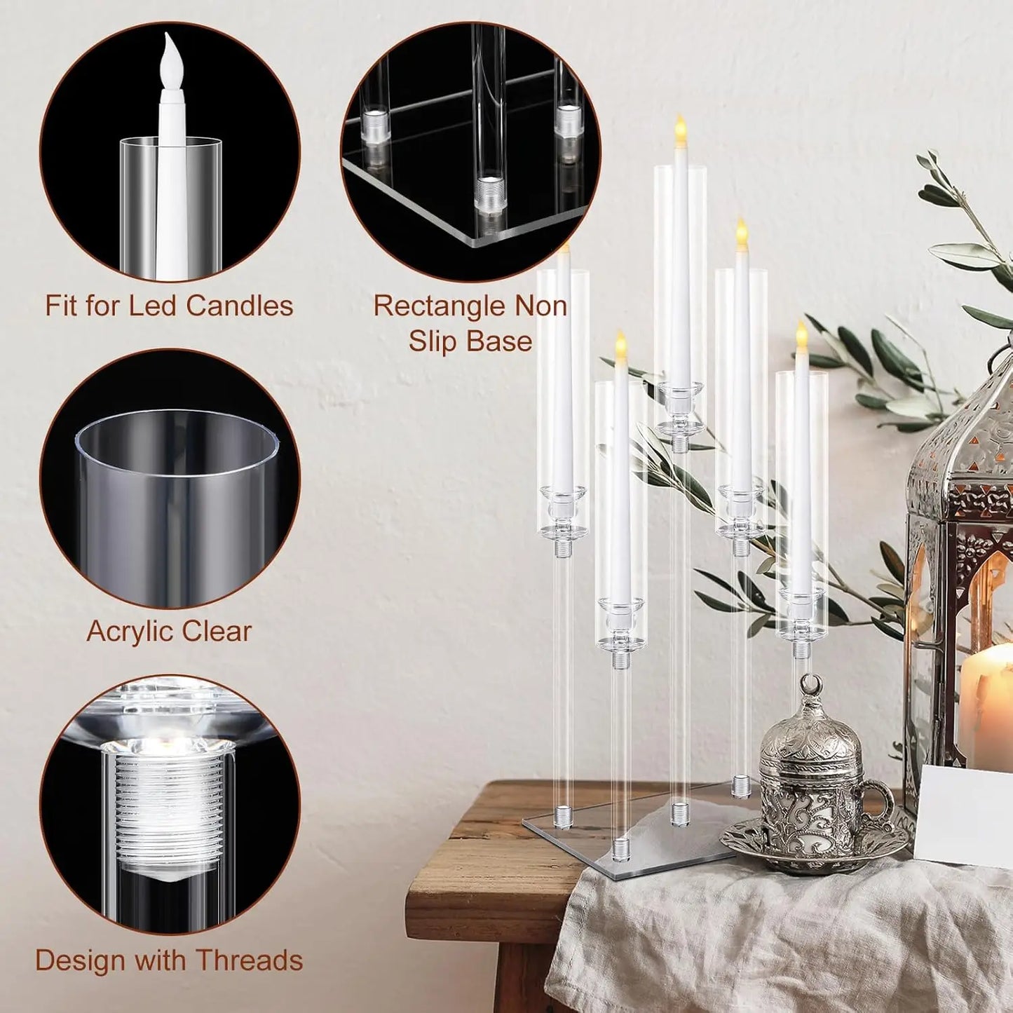CrystalLight – 5-Arm Acrylic Candle Holder