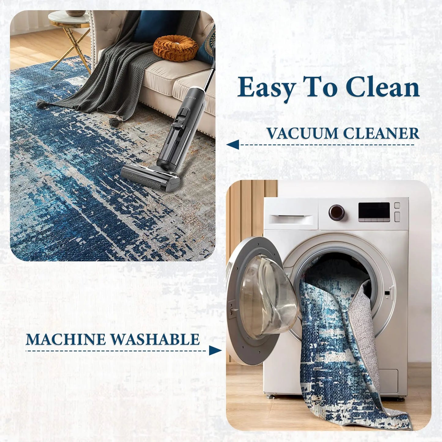 Orhopui Modern Weave – Blue Abstract Washable Rug