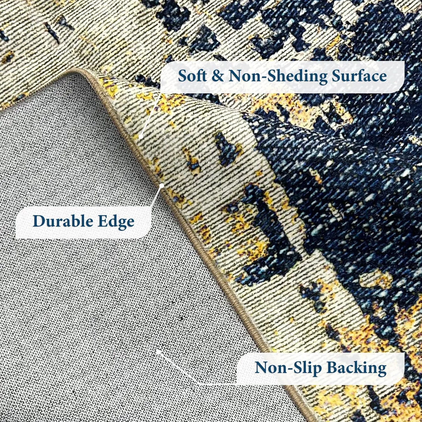 Orhopui Modern Weave – Blue Abstract Washable Rug