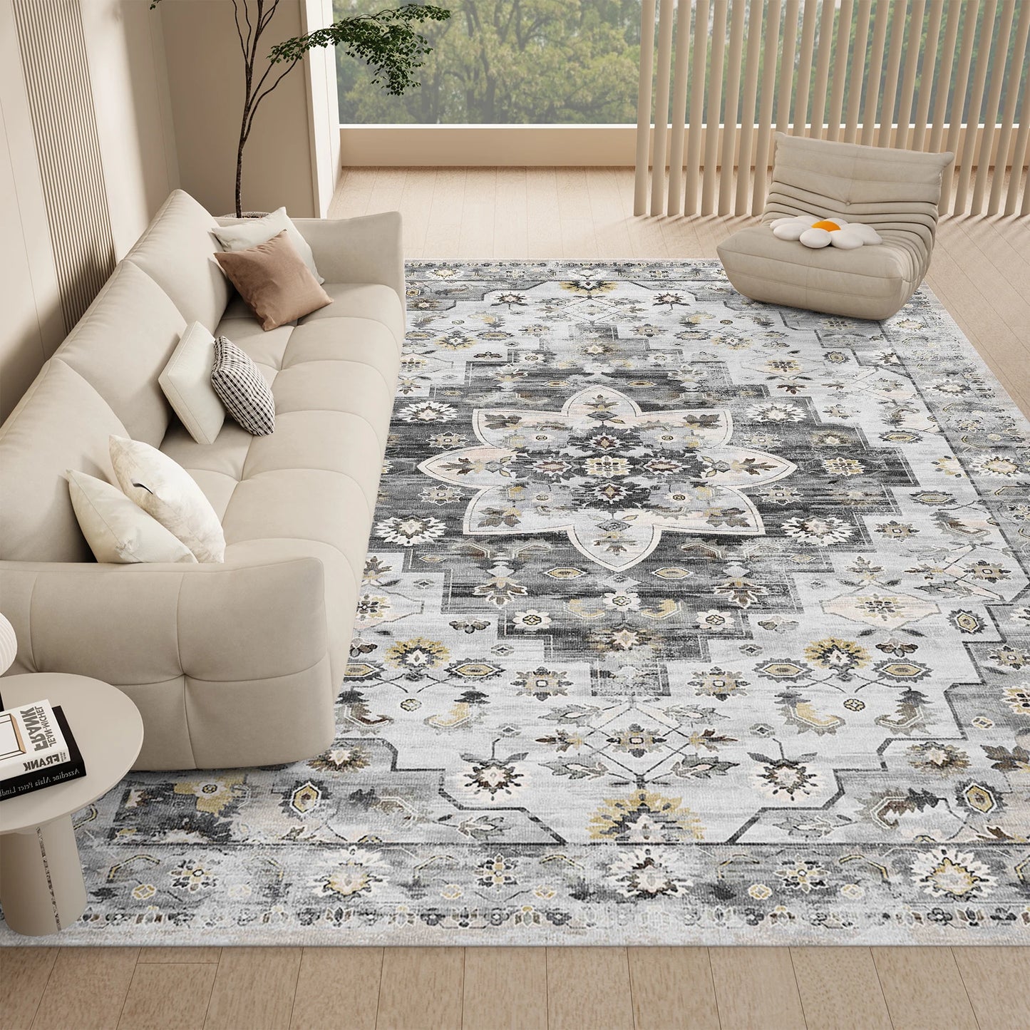 BohoFarm – Washable Grey Vintage Rug