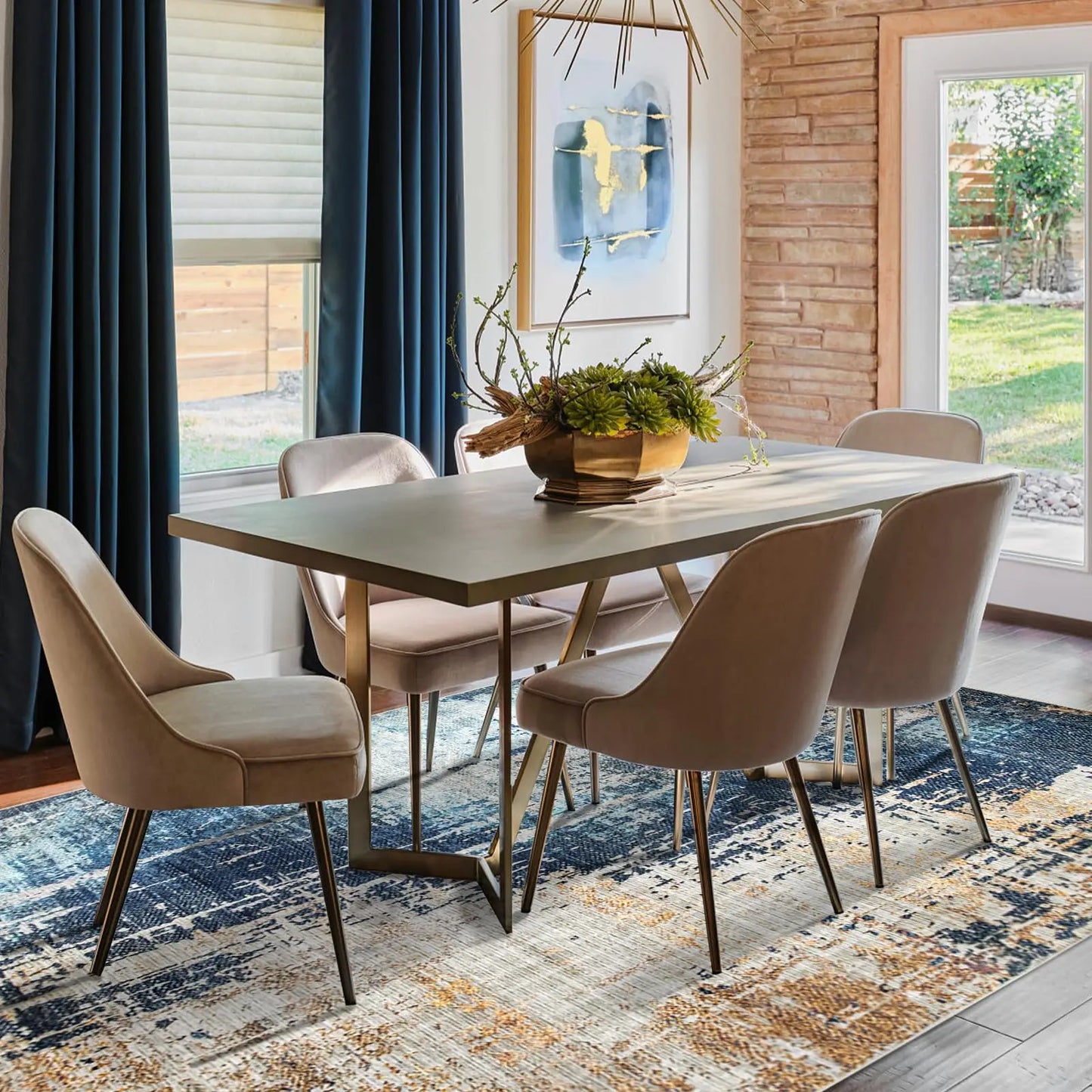 Orhopui Modern Weave – Blue Abstract Washable Rug