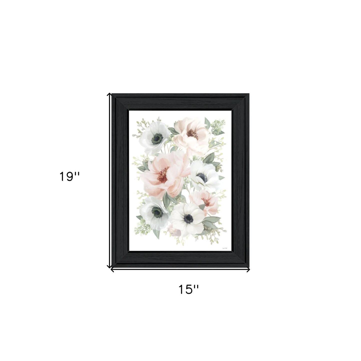 HMS Peony Floral Block Wall Art Black Framed Print