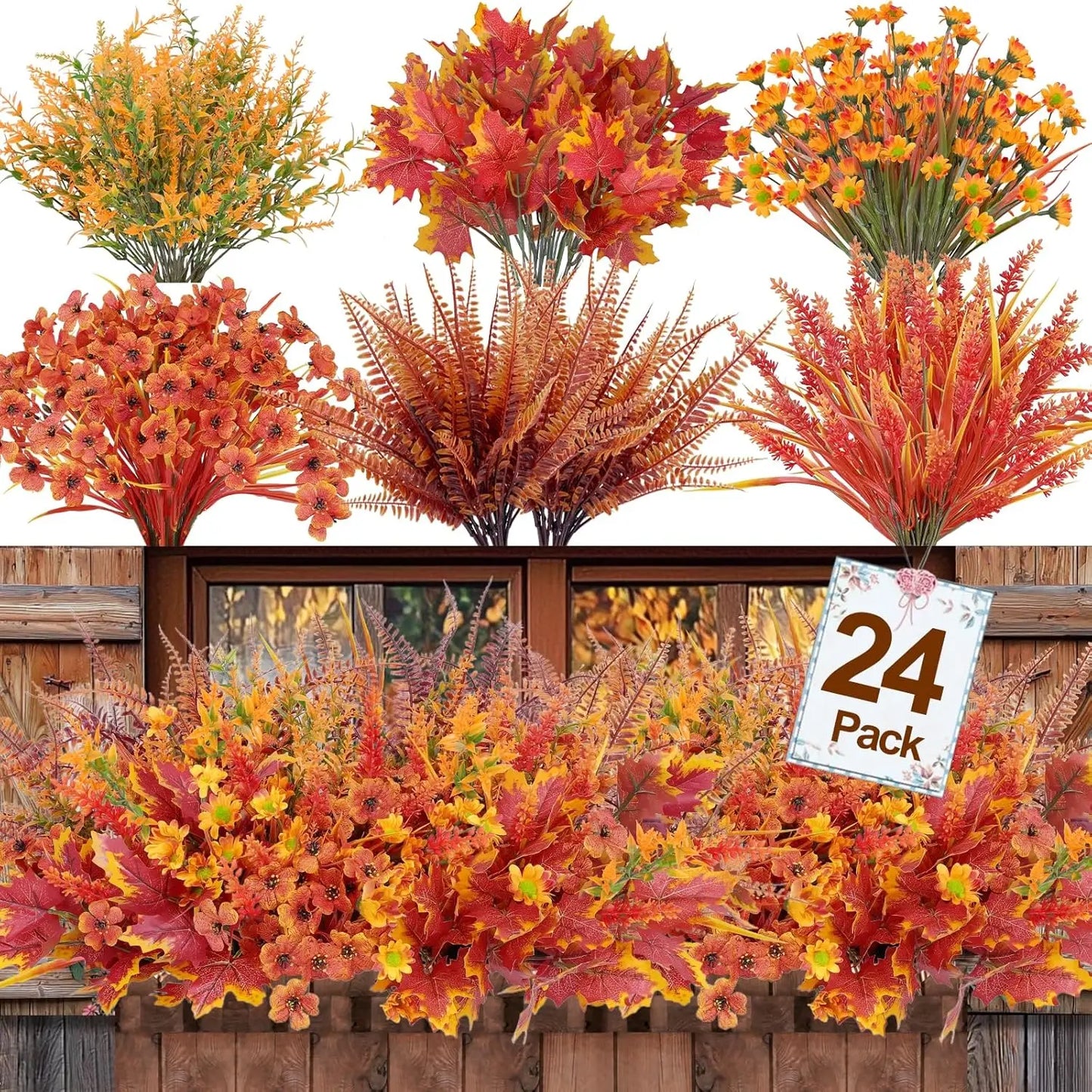 Autumn Glow – Artificial Fall Flower Bundle (24-Pack)
