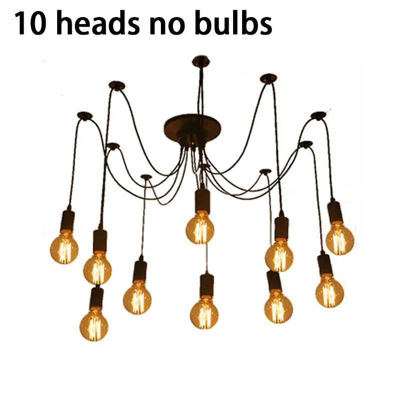 Vintage Nordic “Spider” Pendant Light (Multi-Head, Adjustable Cords)