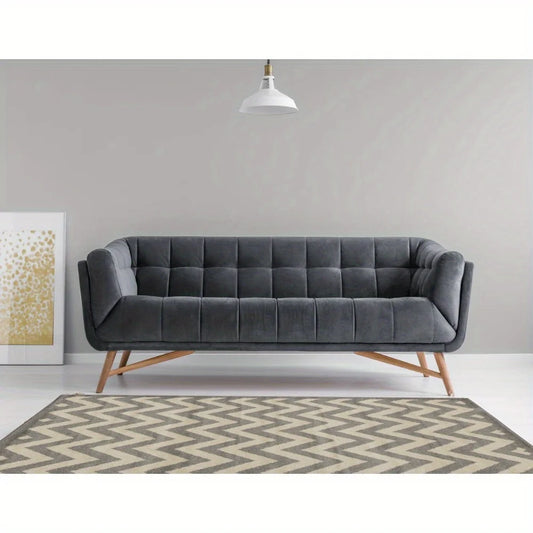 Corfu Chevron – Grey & Cream Geometric Area Rug (44"x6")