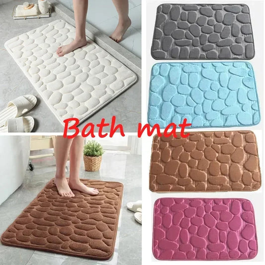 CobbleSoft – Embossed Foam Bath Mat (Super Absorbent)