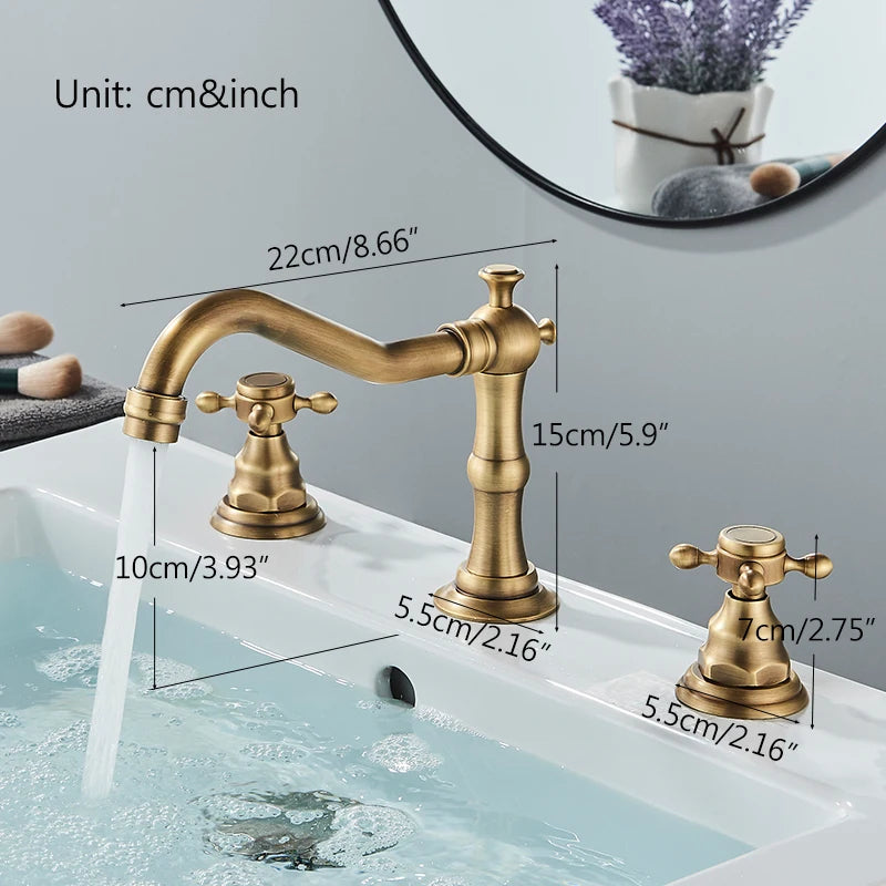 Heritage Brass – Antique 3-Hole Bathroom Faucet