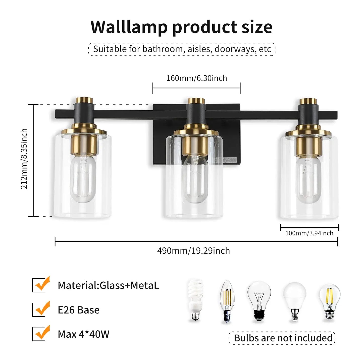 3‑Light Bathroom Vanity Light