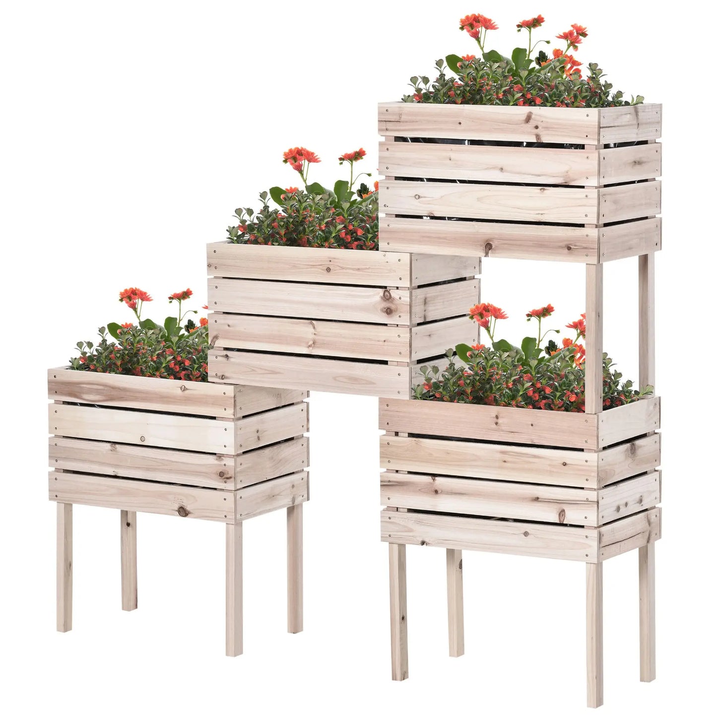 Woodland Grow – 4PCS Outdoor Wooden Raised Planter Box Kit
