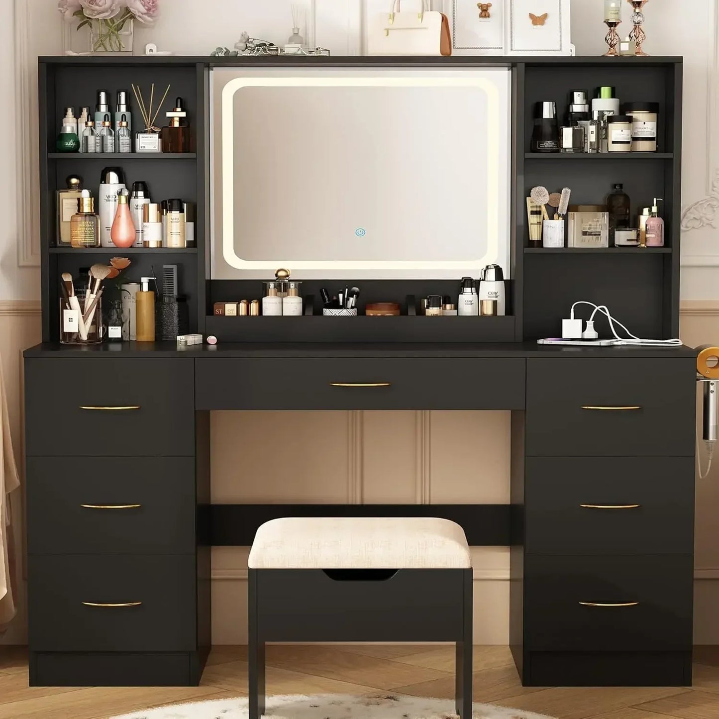 47" LED Vanity Desk with Mirror