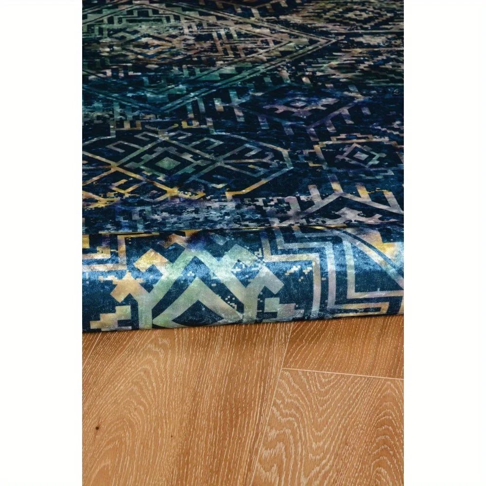 Azure Harmony – Navy/Teal Ultra-Thin Rug