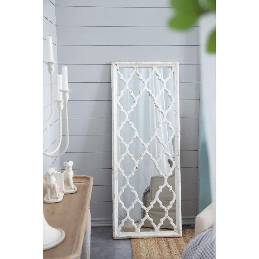 Distressed White Floor Mirror 24×60