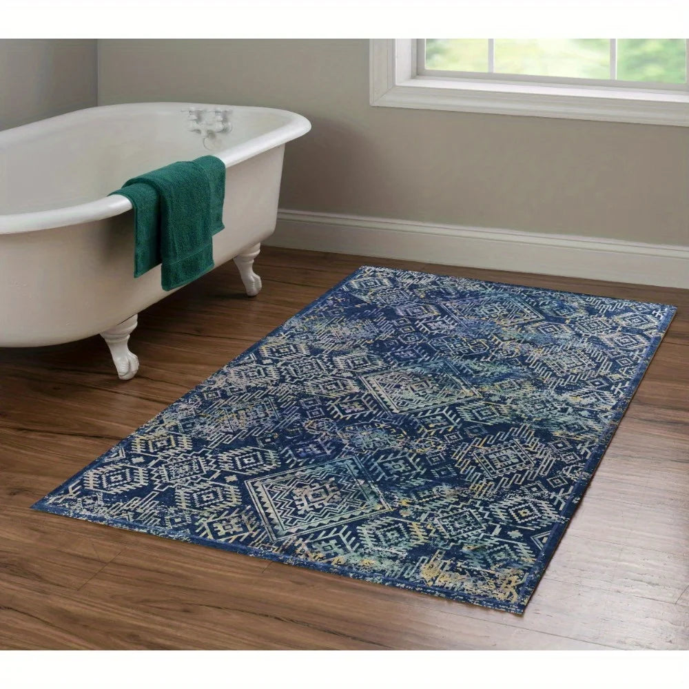 Azure Harmony – Navy/Teal Ultra-Thin Rug