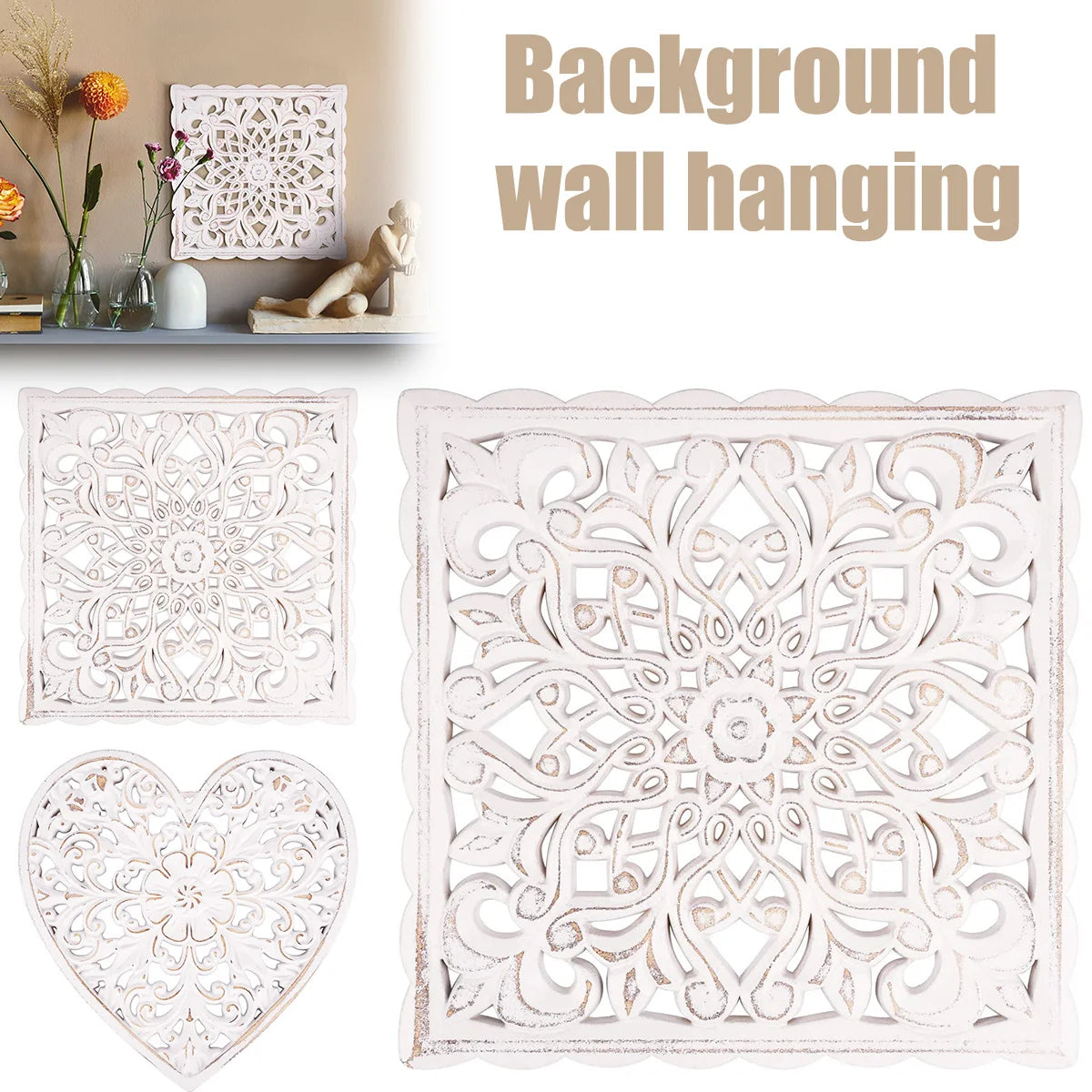 Ornate Bloom – Hollow Carved Wooden Floral Wall Panel