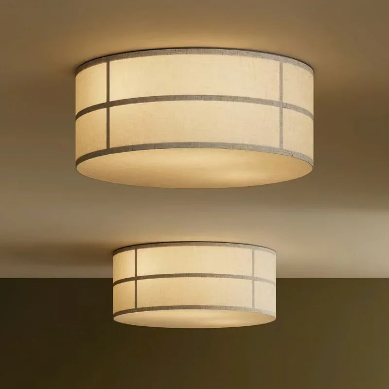 Wabi-Sabi Ivory Cloth Ceiling Light (LED, Round)