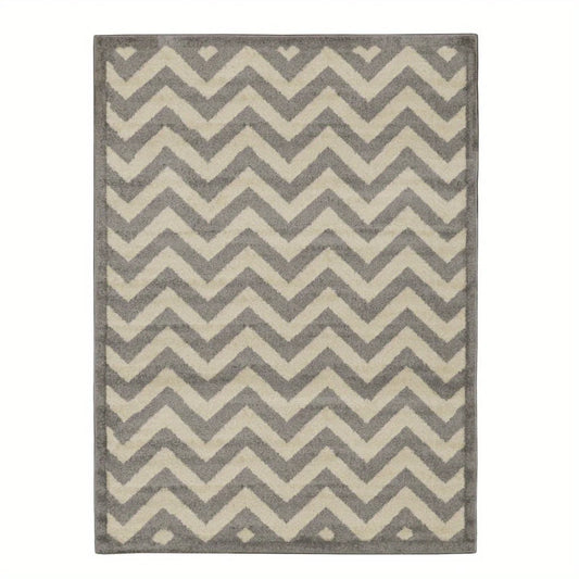 Corfu Chevron – Grey & Cream Geometric Area Rug (44"x6")