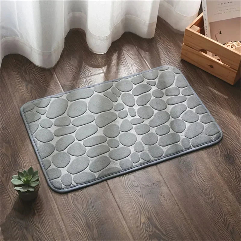 CobbleSoft – Embossed Foam Bath Mat (Super Absorbent)