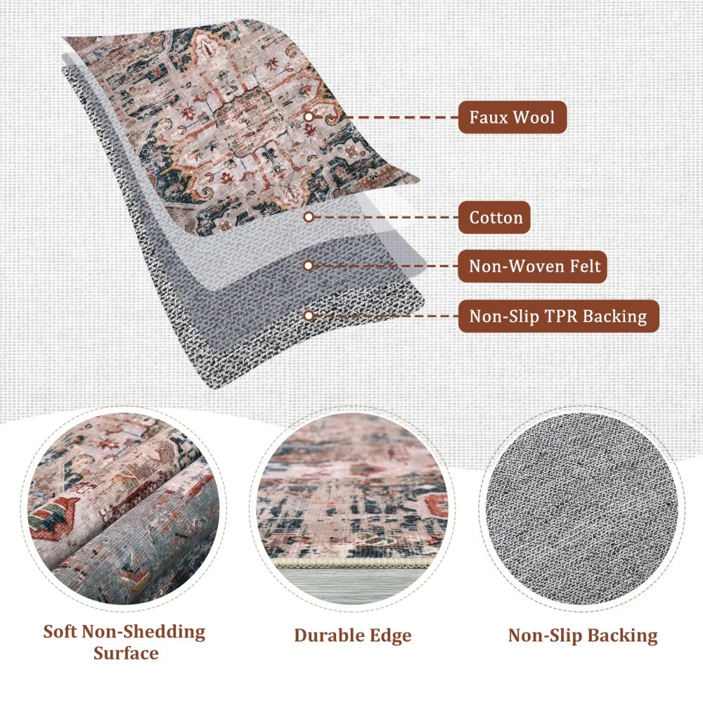 Rustic Haven – 8x10 Washable Vintage Accent Rug