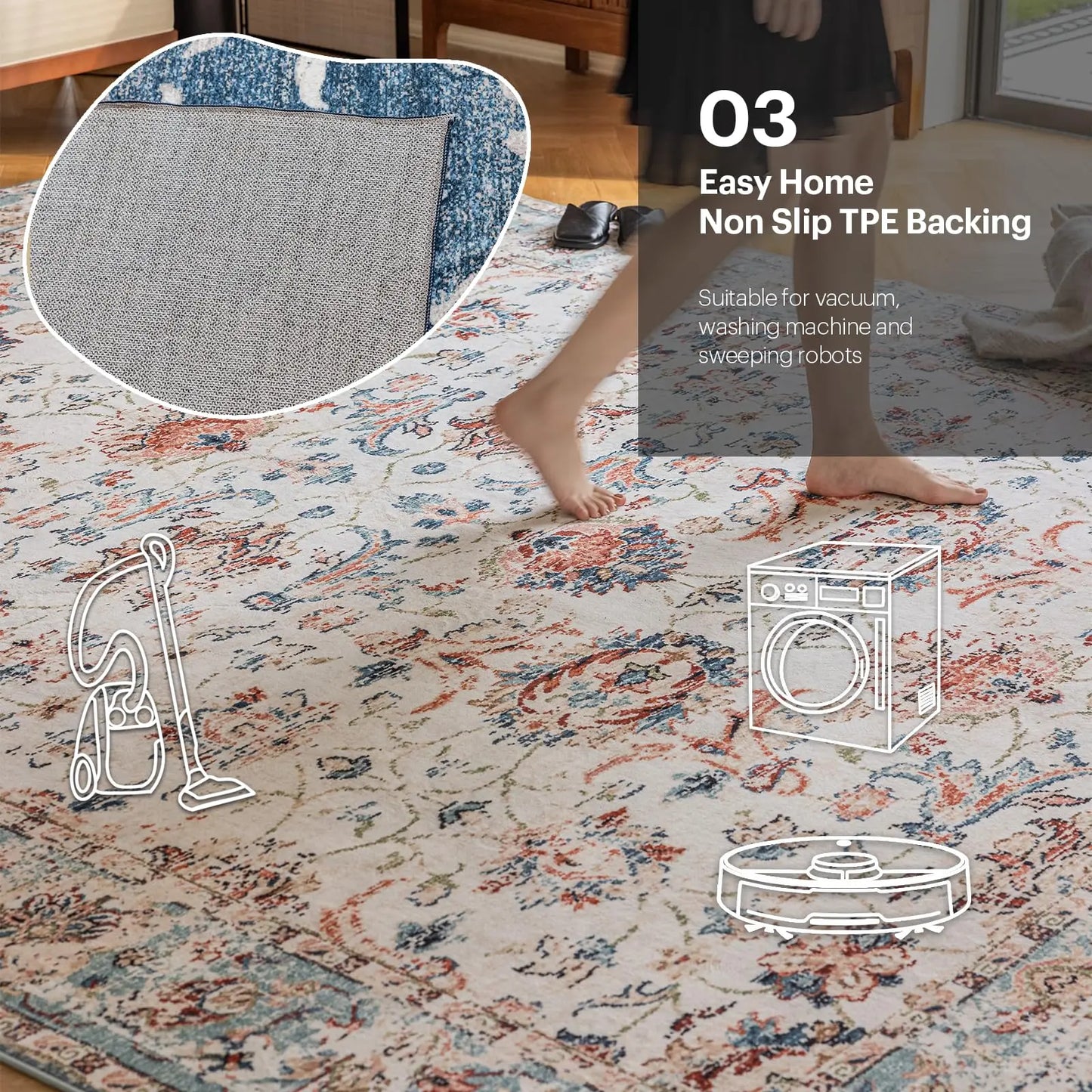 Orhopui Modern Art – Faux Wool Washable Area Rug