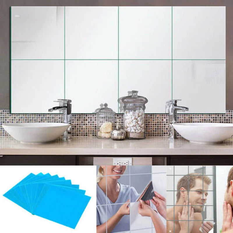 Reflective Mosaic – 16-Piece Mirror Wall Stickers