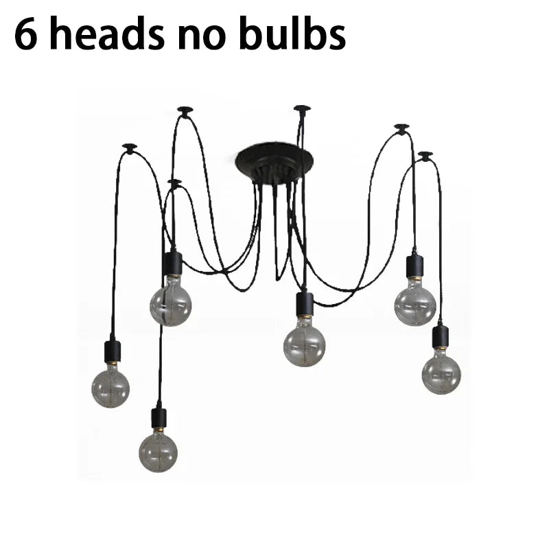 Vintage Nordic “Spider” Pendant Light (Multi-Head, Adjustable Cords)