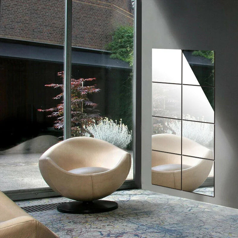 Reflective Mosaic – 16-Piece Mirror Wall Stickers