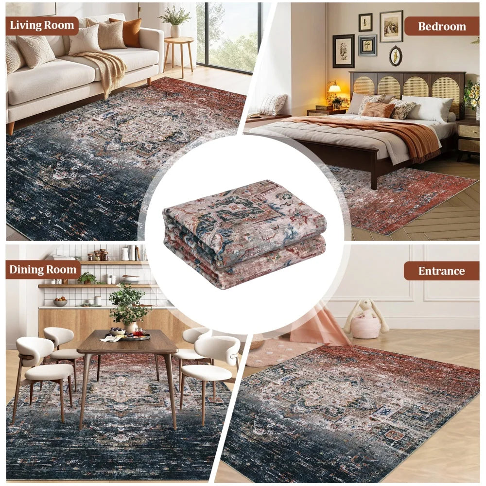 Rustic Haven – 8x10 Washable Vintage Accent Rug