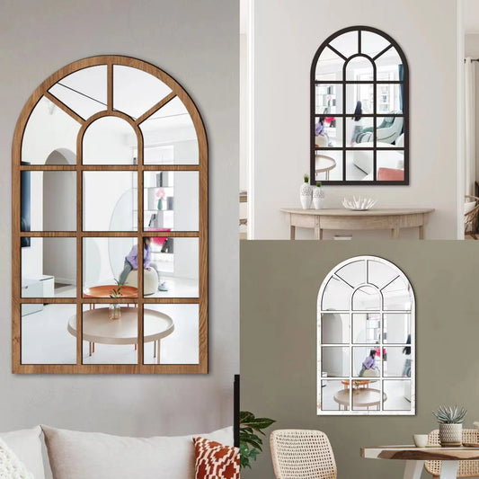Arched Windowpane Wall Mirror