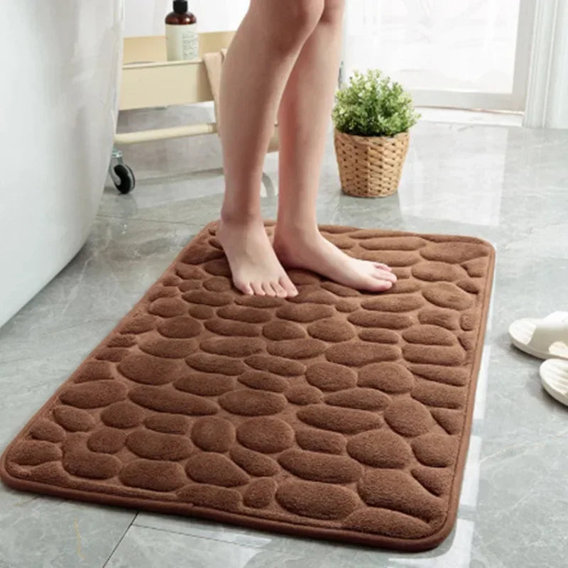 CobbleSoft – Embossed Foam Bath Mat (Super Absorbent)