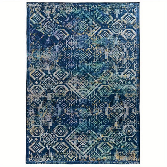 Azure Harmony – Navy/Teal Ultra-Thin Rug