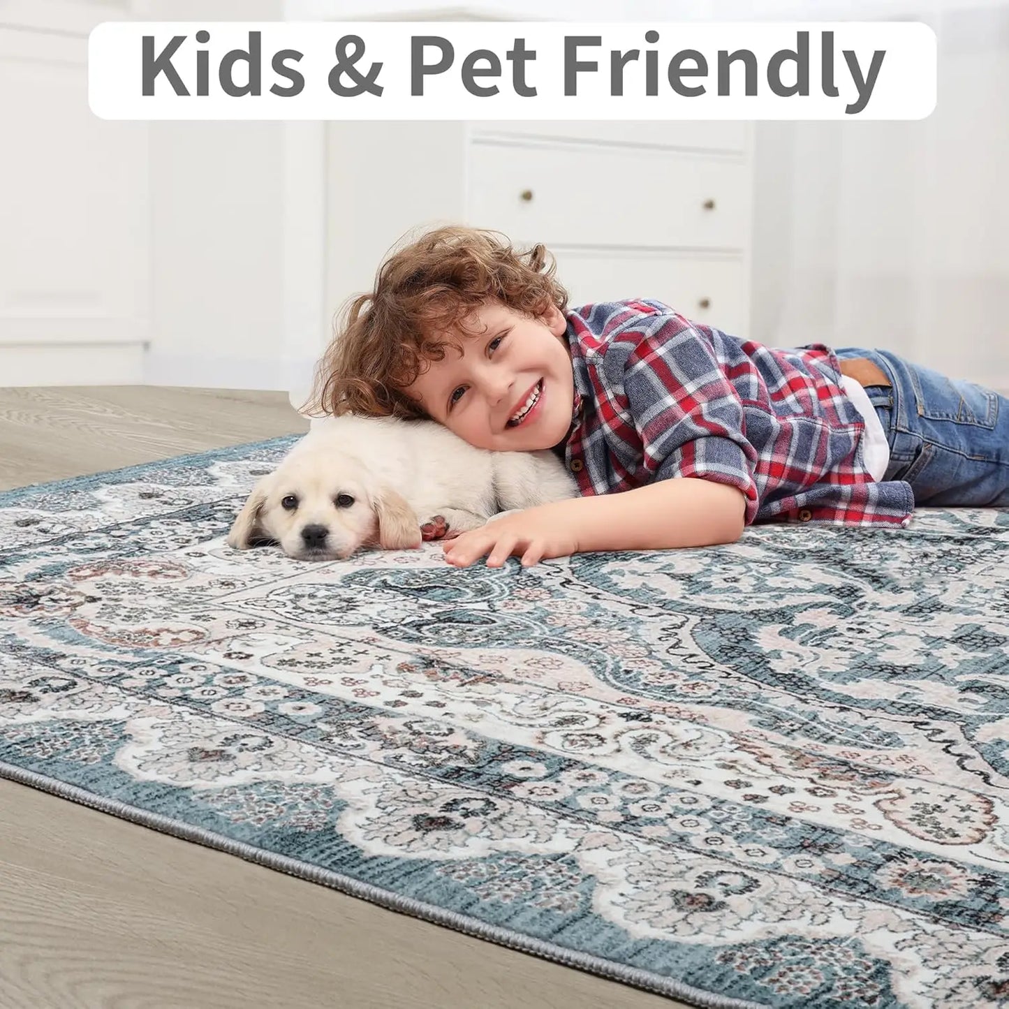 Heritage Weave – Washable Vintage Area Rug (Non-Slip, Low-Pile)