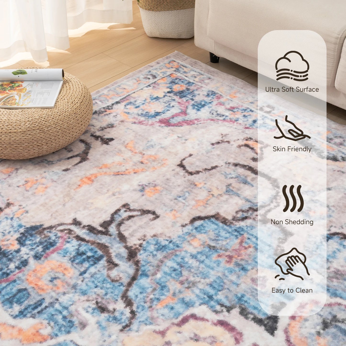 Orhopui Elegance – Purple Washable Vintage Rug