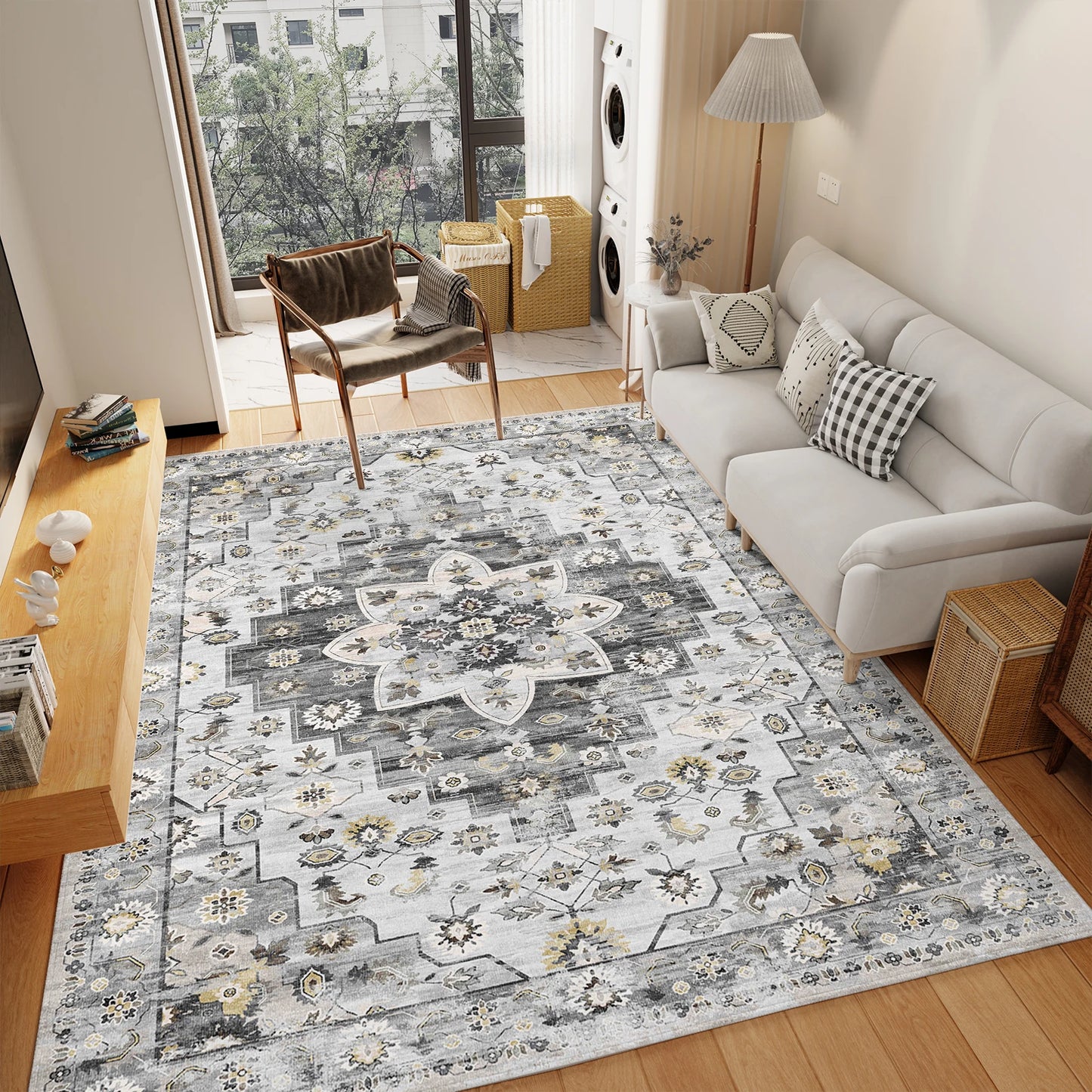 BohoFarm – Washable Grey Vintage Rug