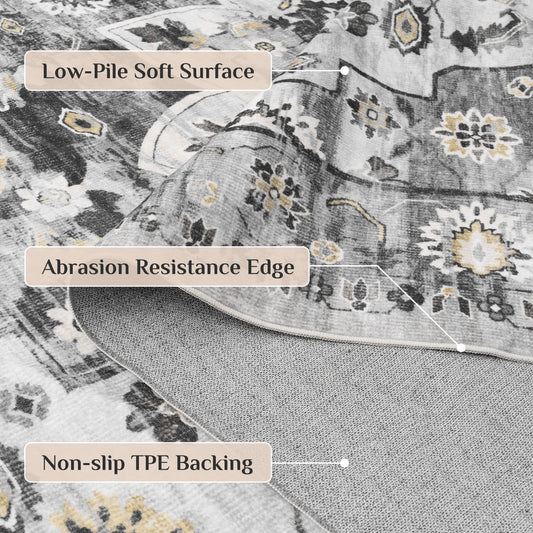 BohoFarm – Washable Grey Vintage Rug