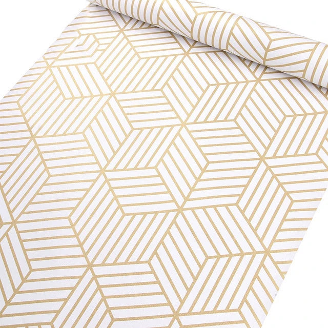 GeoGleam – Golden Stripe Peel & Stick Wallpaper