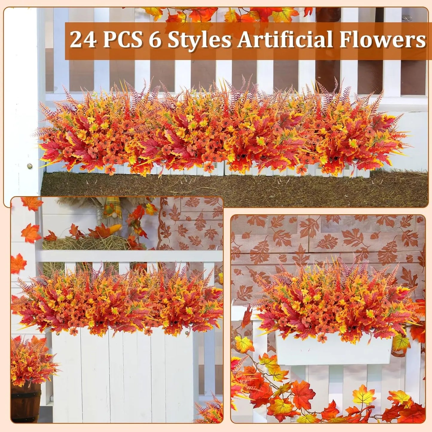 Autumn Glow – Artificial Fall Flower Bundle (24-Pack)