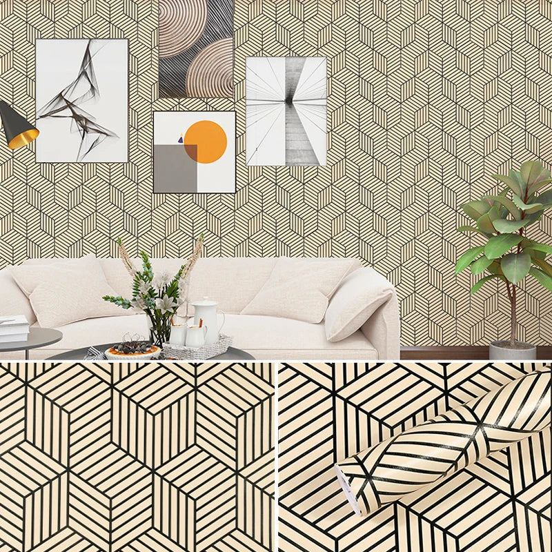 GeoGleam – Golden Stripe Peel & Stick Wallpaper