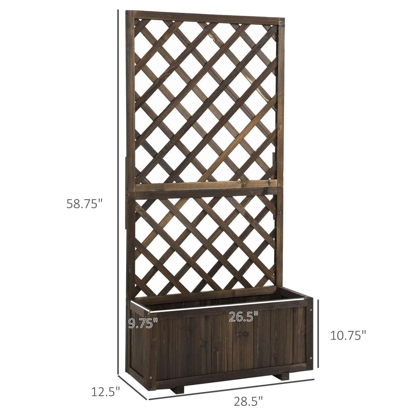 VineBox – Wooden Raised Garden Bed with Trellis (Brown)