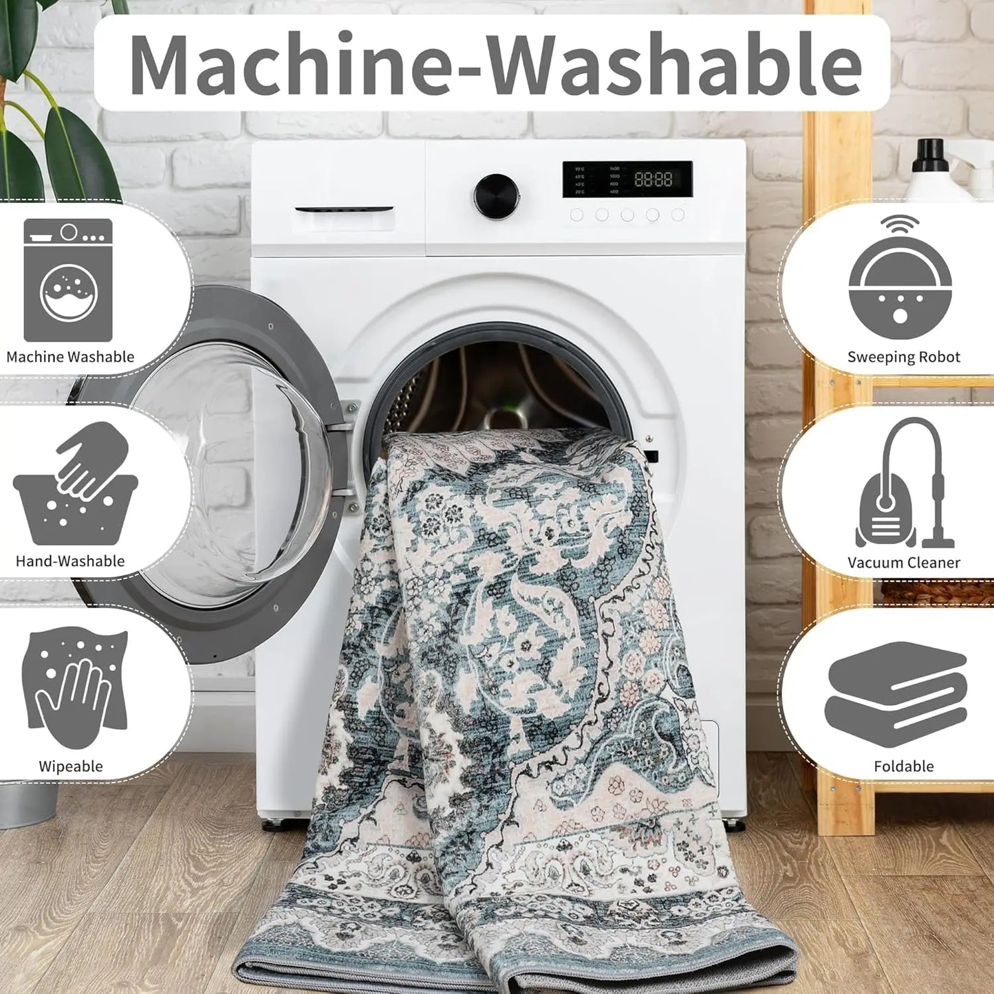 Heritage Weave – Washable Vintage Area Rug (Non-Slip, Low-Pile)