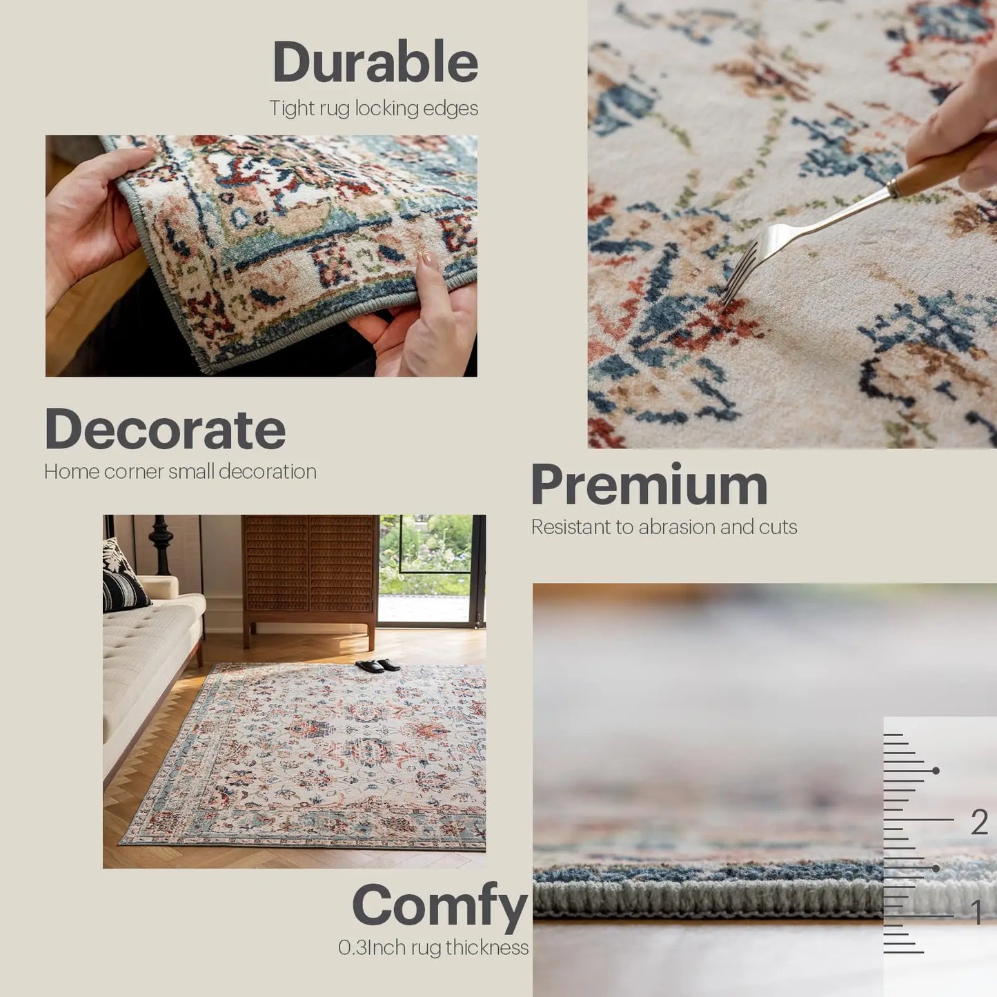 Orhopui Modern Art – Faux Wool Washable Area Rug