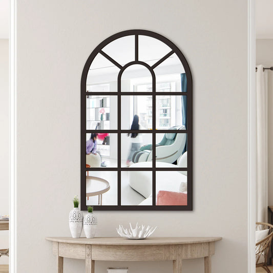 Arched Windowpane Wall Mirror