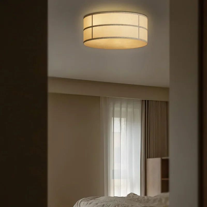 Wabi-Sabi Ivory Cloth Ceiling Light (LED, Round)