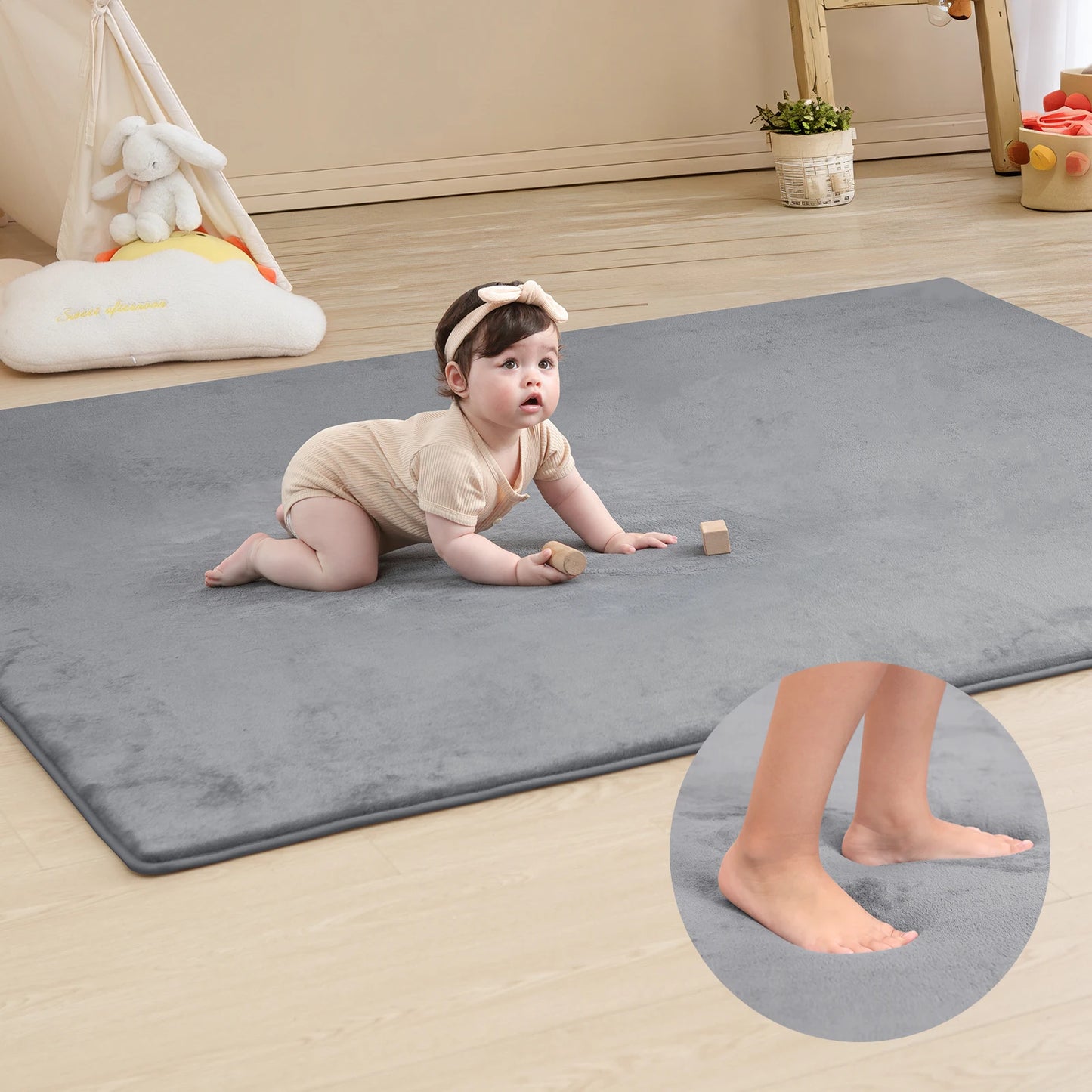 CloudPlay – Gray Memory Foam Baby Play Mat