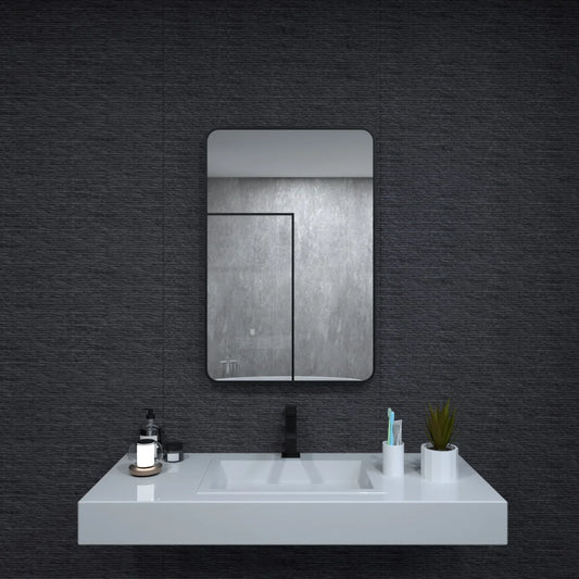 SleekFrame – Matte Black Aluminum Bathroom Wall Mirror