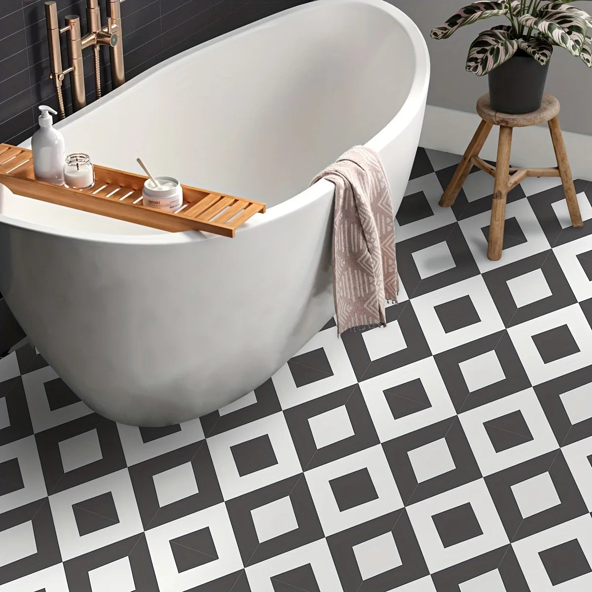 12PCS Moroccan style black and white — Tile Decals