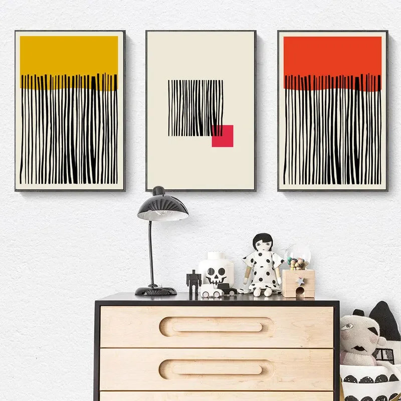 Linen Grid with Red Block