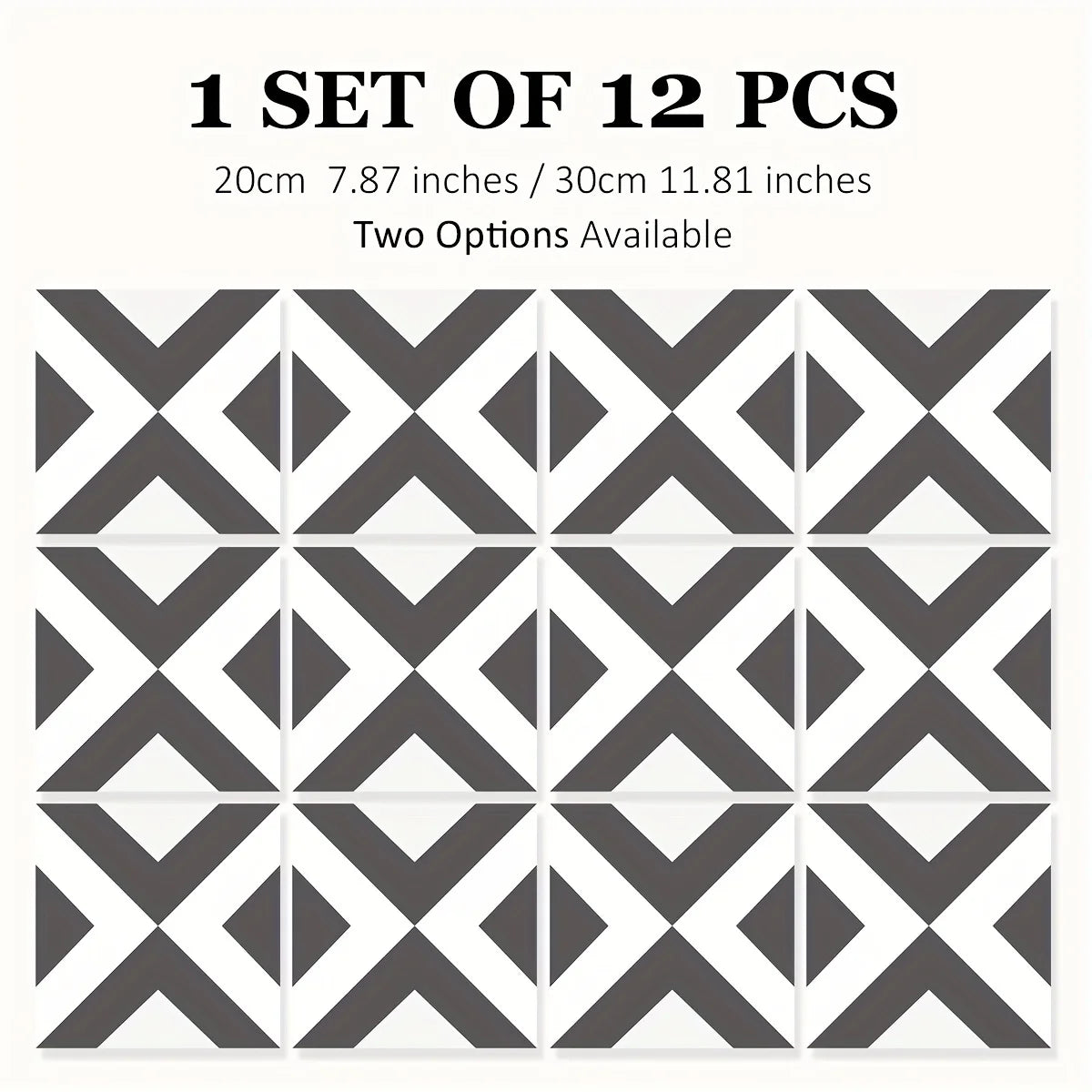 12PCS Moroccan style black and white — Tile Decals