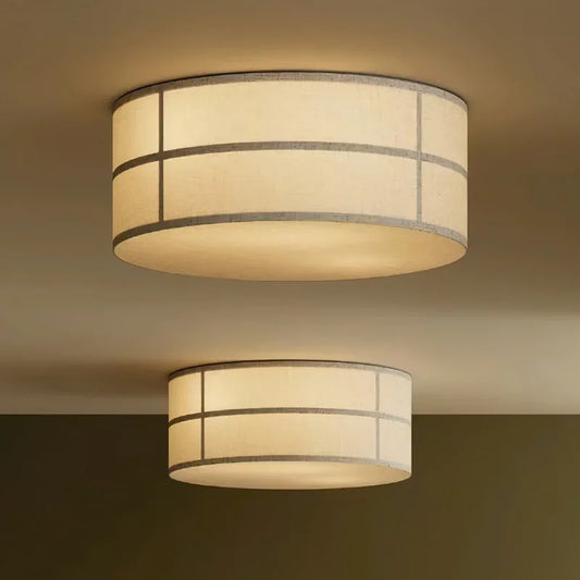 Wabi-Sabi Ivory Cloth Ceiling Light (LED, Round)