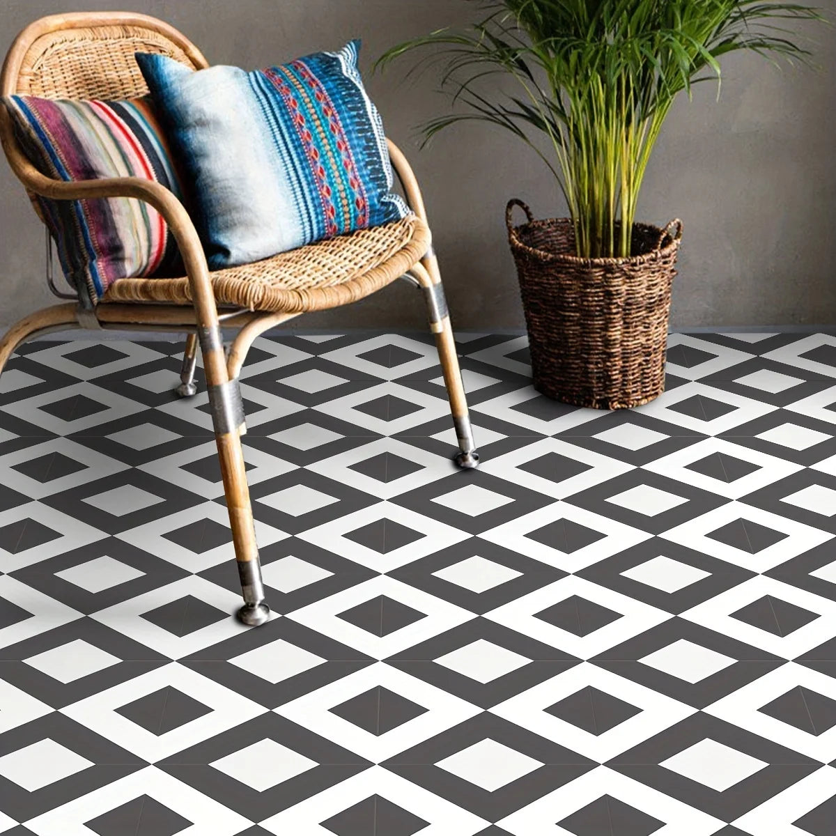 12PCS Moroccan style black and white — Tile Decals